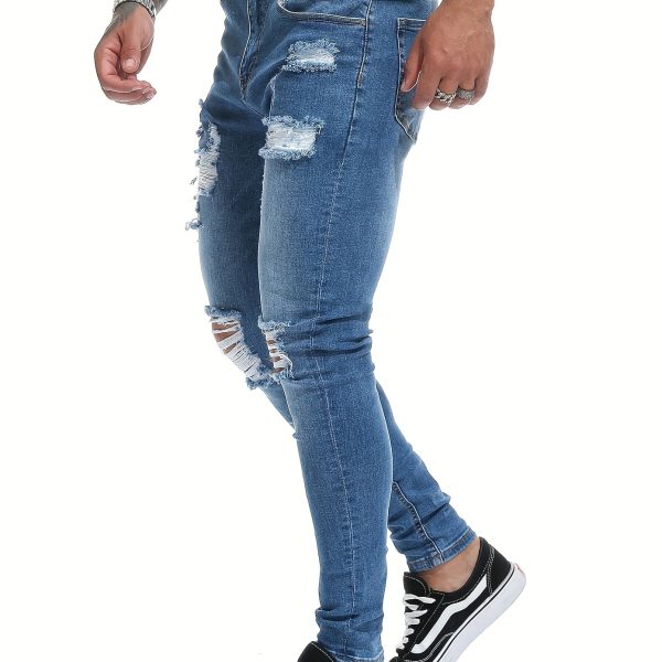 Men's Super Tight High Stretch Ripped Jeans